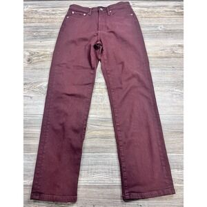 Lucky Brand Zoe High Rise Straight Leg Wax Coated Burgundy Jeans Womens 8